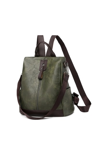 2022 Retro Kadın Sırt Çantası, Pu Malzeme, Hırsızlığa Karşı, Yeşil, Seyahat Ve Günlük Kullanım İçin Çok Cepli Moda Çanta Çok Renkli Çok Renkli