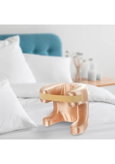 Honeybeeshop Göz Maskeli Premium Yüz Yastığı Yan Yatanlar Ve Sırt Uyuyanlar İçin Altın Rengi Güzellik Yastığı