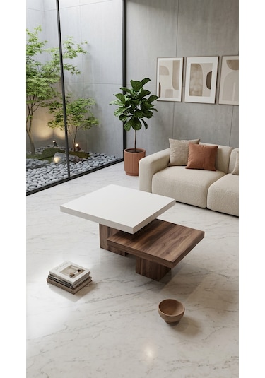 Most Marmoris %100 Mdf Aytaşı Ceviz Ayak Orta Sehpa Set Evinize Teslim Aytaşı - Ceviz