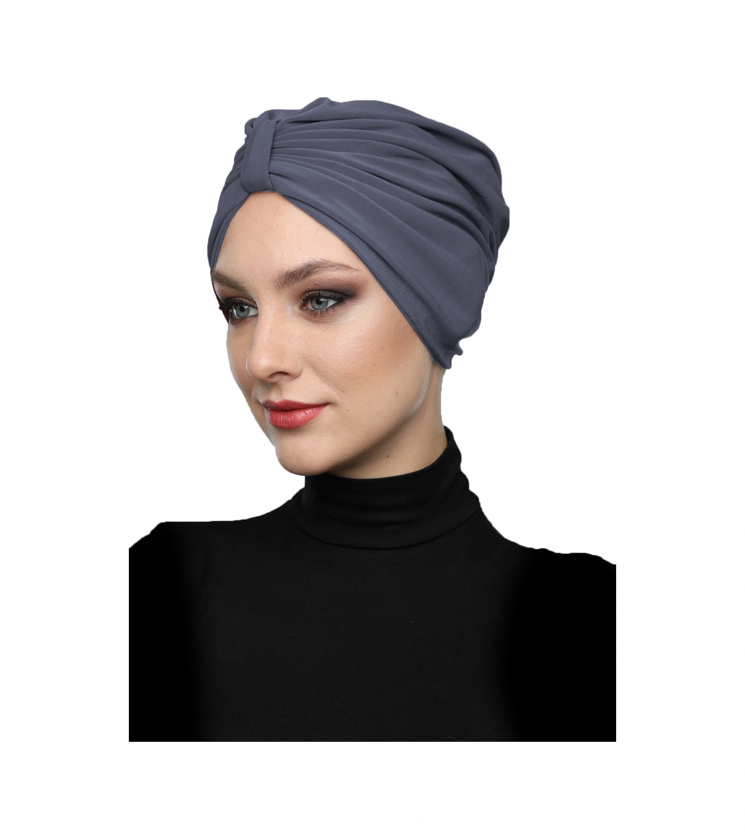 Kelebek Astarlı Koyu Gri Hazır Türban Tesettür Havuz Bonesi Koyu Gri