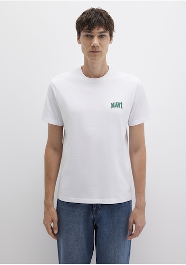 Mavi - Mavi Logo Baskılı Beyaz Tişört 0611714-620 Beyaz