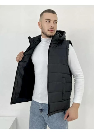 Kapüşonlu Yorgan Yelek 343416222 Siyah