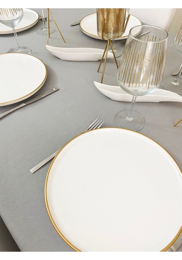 Sıvı Geçirmez Dertsiz Masa Örtüsü Gri