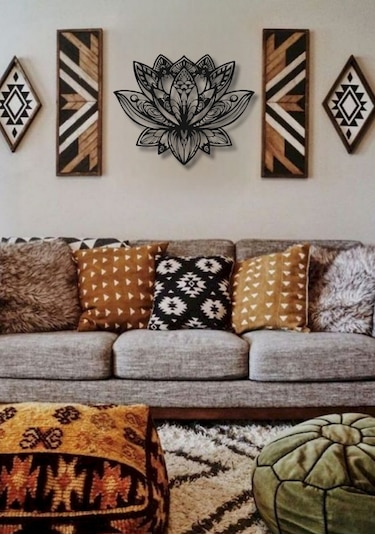 Mandala Lotus Çiçeği Metal Duvar Dekoru