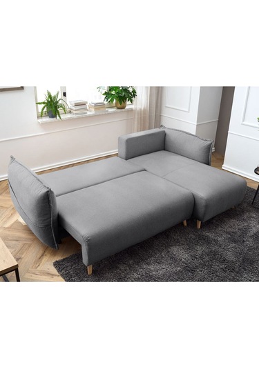 Puffy Sandıklı Köşe Koltuk Gri Sağ Köşe Gri