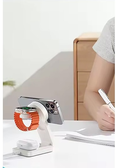 3in1 Magsafe Uyumlu 15w Kablosuz Şarj Standı İphone Ve Apple Watc