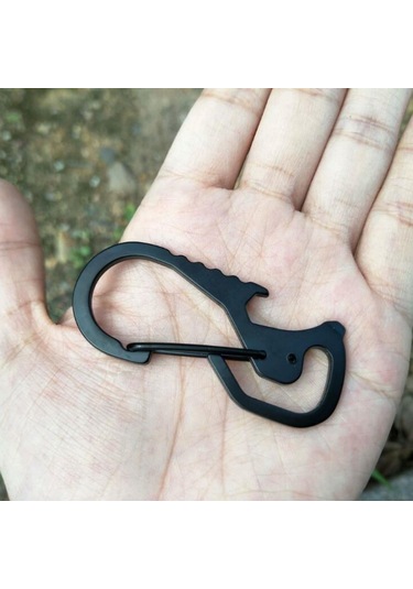 Monyee Titanyum Açıcı Kanca - Hafif Ve Dayanıklı, Şişe Açıcı Özelliği, Kemer/bant Çevrelerine Kolay Bağlanır, Siyah Siyah