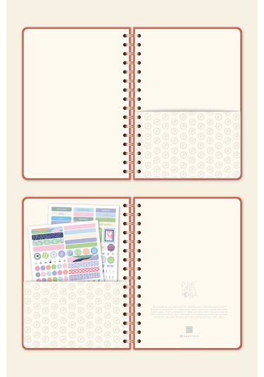 A5 Spiralli Sert Kapak Keten Düz Çizgisiz Tarihsiz Not Defteri Mercan Mercan