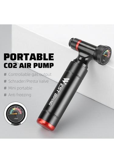 Yunboo Bisiklet Co2 Şişirme Pompası - Taşınabilir, Basınç Göstergeli, Hızlı Lastik Şişirme Aparatı