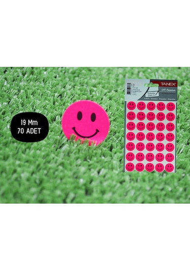 Tanex Tnx-329 Flo Daire Pembe Gülen Etiketi 19 MM 70 Adet