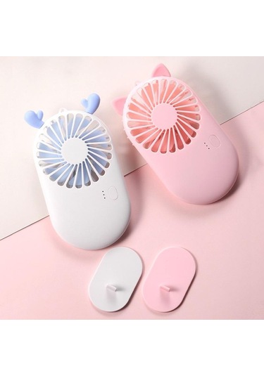 Beyaz Fonken Mini Usb Fan Sevimli Taşınabilir El Fan Hız Ayarlanabilir Hava Soğutucu Açık Seyahat Şarj Edilebilir Fan