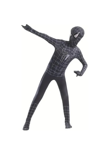 Spider-man Kostümü - Siyah Gerçekçi 1.35 - 1.50 Boy