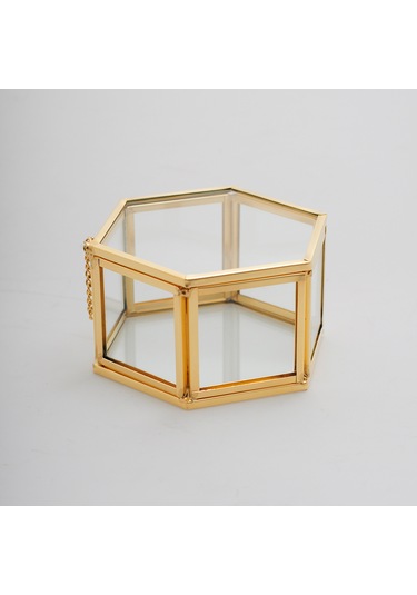 Yüzük Kutusu Cam Pirinç & Gold