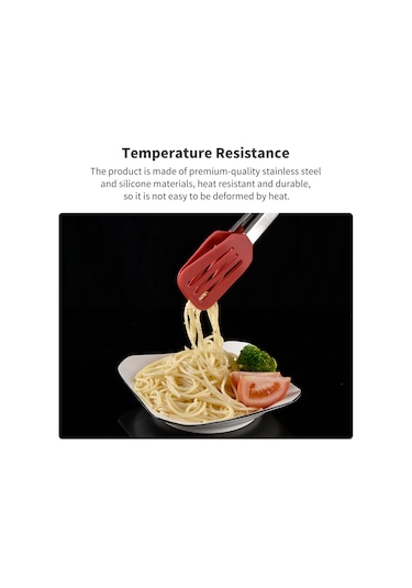 Suofeng Kırmızı Silikon & Paslanmaz Çelik Mutfak Kolu, 27 Cm 10.63 İnç , Barbekü Ve Yemek Servisi İçin, Ayaklı Olmayan Tasarım Çok Renkli