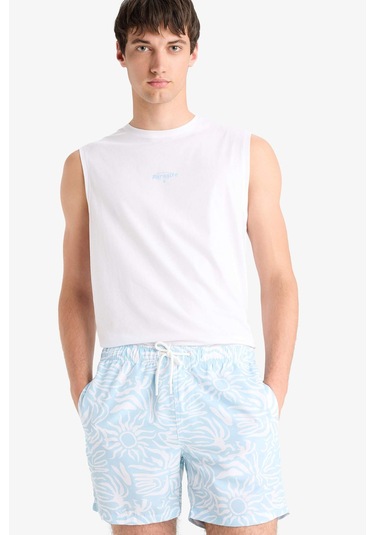 Defacto Desenli File Astarlı Kısa Boy Deniz Şortu E0974ax25hstr506 Turkuaz