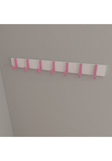 Hepsi3boyutlu Modern Duvar & Kapı Baston Askılık - 7 Adet Pembe J Askılık - Model No : 6 Pembe