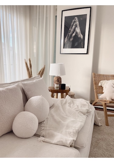 Teddy Top Yastık Naturel Beyaz Büyük Beyaz