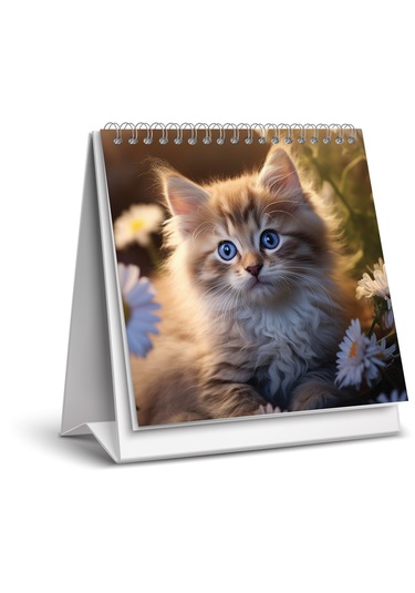 2026 Yeni Kedi Masa Takvimi-16x15 Cm