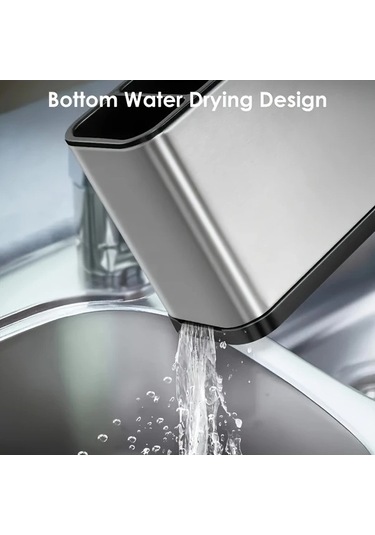 Trendooze Gaojunshop01 1 Paslanmaz Çelik Çatal Bıçak Kutusu, 4 Bölme, Gümüş Renk Gümüş