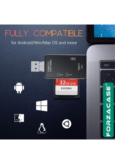Forzacase Fc984 6in1 Usb Otg Sd / Tf  Usb 3.0 Type-c Micro Usb Kart Okuyucu