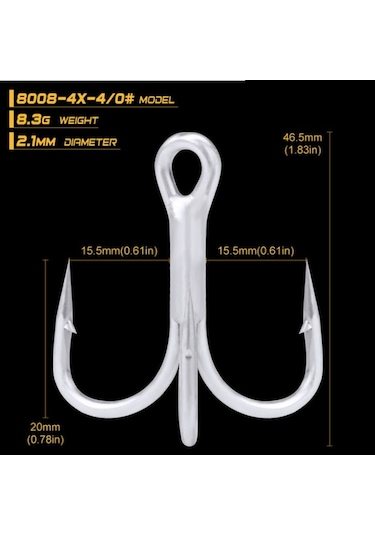 MSO VIP Kalite 3 Kollu 2X & 4X Yüksek Karbonu Olta Balık İğne