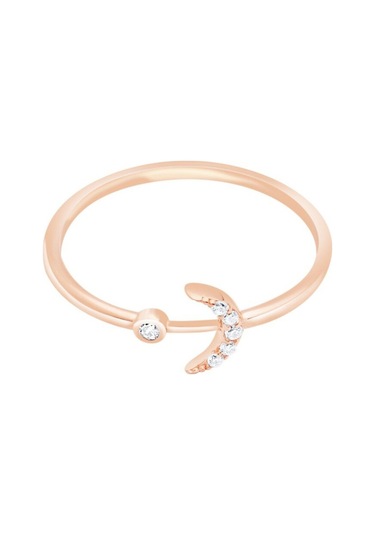 Diamond Line - Gülaylar - Pembe Altın 14 Ayar Ay Yüzük