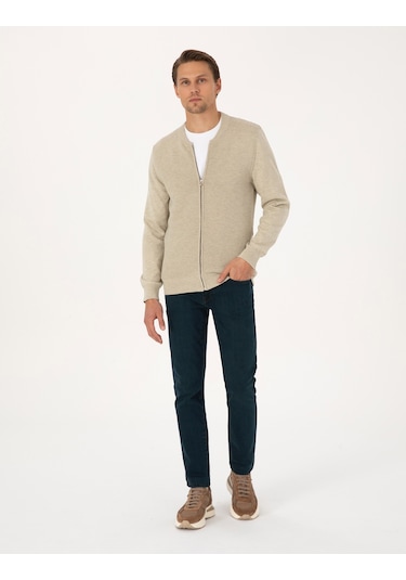 Pierre Cardin Erkek Kum Melanj Hırka Triko 50317333-vr123 Kum Melanj