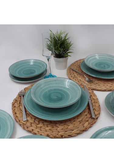 Milas 18 Parça Yemek Takımı Mavi