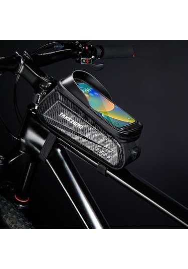 Youtek Takezero Dağ Bisikleti Çantası Eva Sert Kasa Ön Çubuk Çantası Unisex Telefon Çantası Sınır Ötesi 1l Siyah Logo'lu Siyah