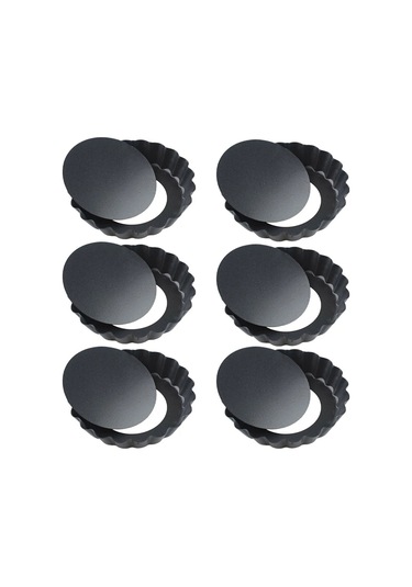 Xurunkeji Adet 4 İnç/10 Cm Mini Turta Muffin Kek Kalıbı Yapışmaz Tart Kiş Flan Kalıbı Çıkarılabilir Gevşek Tabanlı Yuvarlak Fırın Kapları Siyah