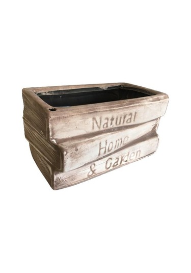 Büyük Boy Dekoratif Eskitme Kitap Saksı Kahve Köpüğü