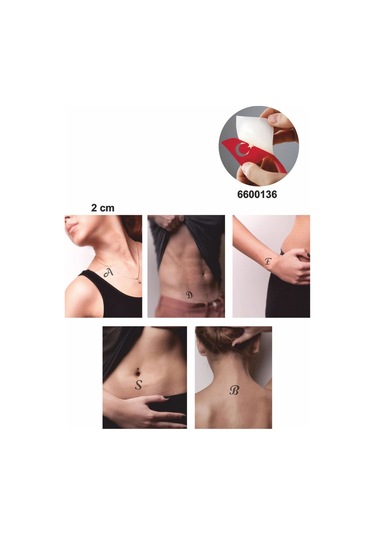 Enhavalı Kare Harfler Hint Kınası ile Geçici Dövme Yapma Seti