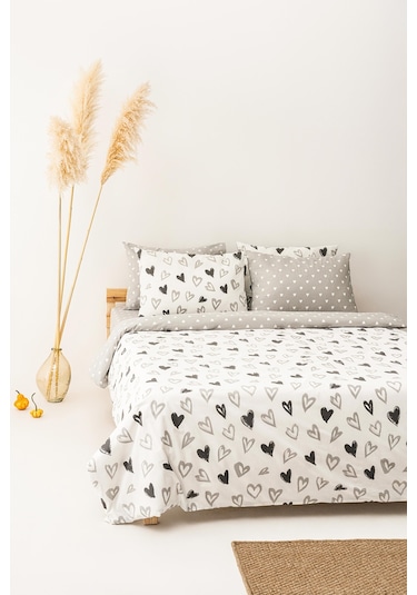 Soley Mix & Match Lover %100 Pamuk Çift Kişilik Nevresim Seti Beyaz