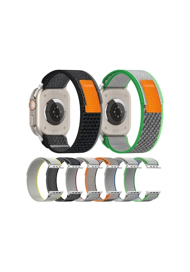 Double Color Nylon Hook And Loop Fastener Watch Band For iOS Uyumlu Watch Series 9&8&7 41mm / Se 3&se 2&6&se&5&4 40mm / 3&2&1 38mm