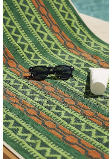 Açık Yeşil Sahara %100 Pamuklu Plaj Havlusu 70x140 Cm Çok Renkli