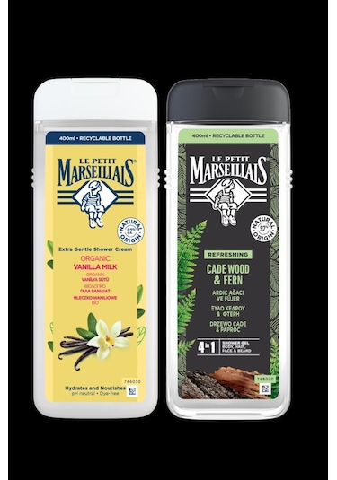 Le Petit Marseillais Men Ardıç Ağacı & Füjer + Vanilya Sütü & Ada Limonu Duş Jeli 2 x 400 ML