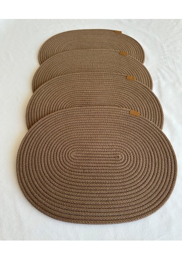 Jüt Amerikan Servis Sofra Altlığı, Masa Dekoru Supla Oval 30x40 4lü Kahverengi