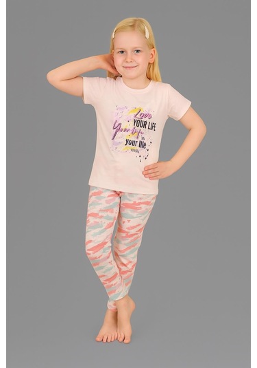 Kız Çocuk 3'lü %100 Pamuklu 1-2-3 Yaş Pijama Takımı Model:130 Çok Renkli