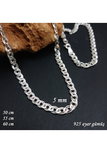 925 Ayar Gümüş Nonna Model Zincir Kolye 5 Mm