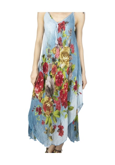 Askılı Vual Afrodit Midi Boy Elbise Buz Mavi 6121 - Kadın Buz Mavi