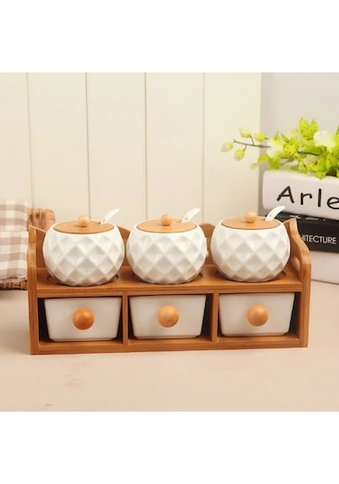 Westworld Ahşap I Seramik Şekerlik Biber Depolama Kavanoz Ev Dekor S