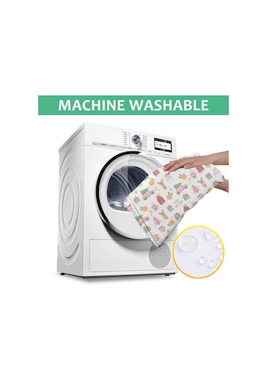 Noel Desenli Dikdörtgen Masa Örtüsü 60x84 İnç, Su Geçirmez Ve Leke Tutmaz Noel Baba Noel Araba