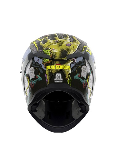 Icon Airform Dead Serious Mıps Kapalı Motosiklet Kaskı Siyah Gri Yeşil Siyah - Gri