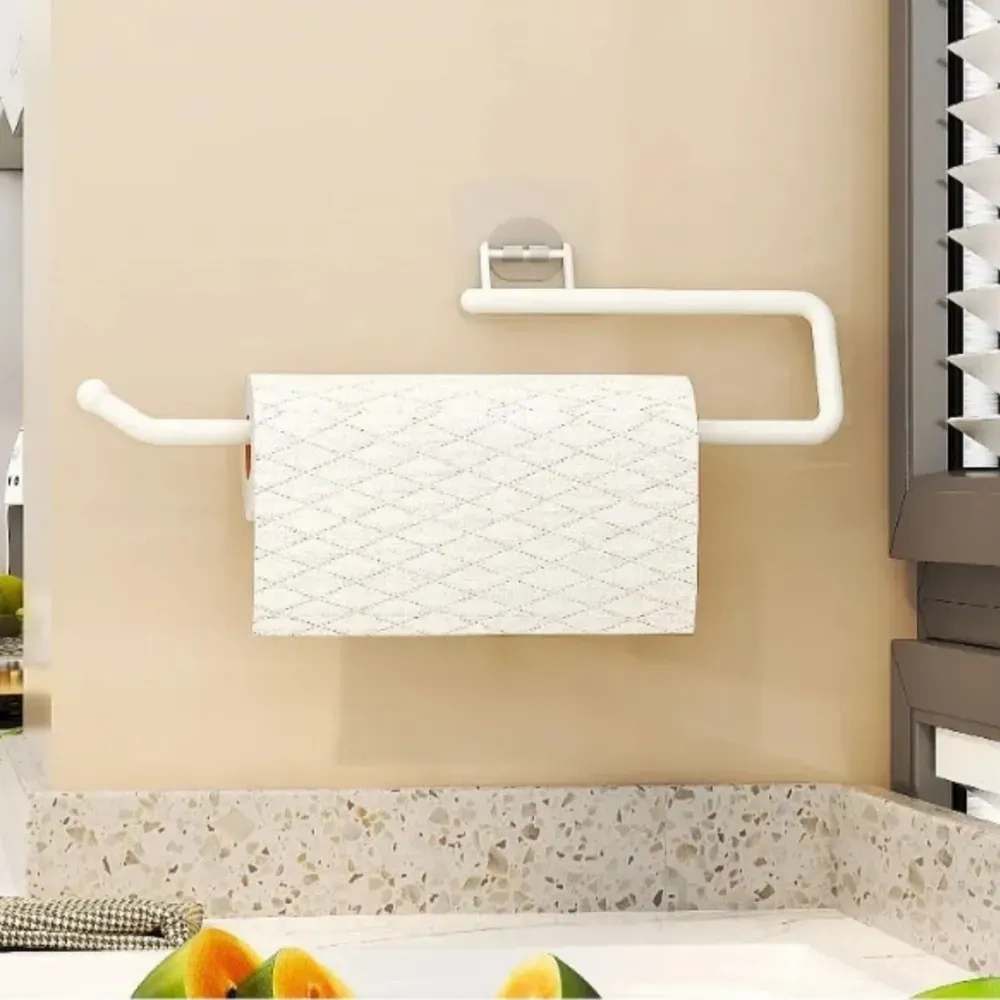Konesam Beyaz Abs Plastik Mutfak Havluluk Rafı, Dikey/yatay Yüzeye Uygun, Otomatik Yapışkan Tabanlı, Pratik Ve Şık Tasarım Beyaz