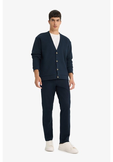 Defacto Regular Fit V Yaka Pike Düğmeli Hırka F2073ax25aunv64 Lacivert