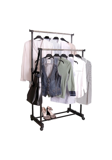 Lerato Tekerlekli Elbise Askılığı Siyah