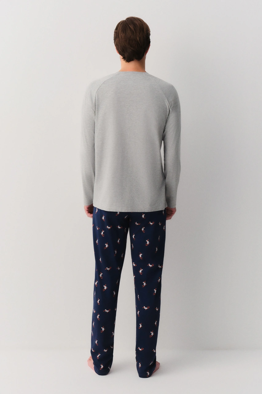 Suwen Austin Erkek Pijama Takımı Sh26315660628 Lacivert Desenli