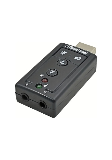 Globalbloom Siyah Tıshrıc Usb 7.1 Ses Kartı 3d Efekt Mikrofon Ses Kontrolü