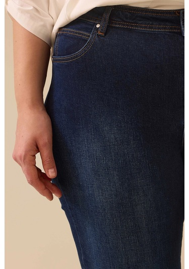 Galaxi Kadın Büyük Beden Cepli Düz Kesim Pantolon 4010 Lacivert Lacivert