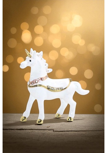 Kristal Taşlı Unicorn Figürü Dekoratif Obje